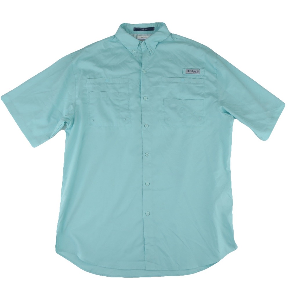 Columbia PFG Men's Outdoors Fishing Vented Shirt Size LT Large Tall Aqua Green